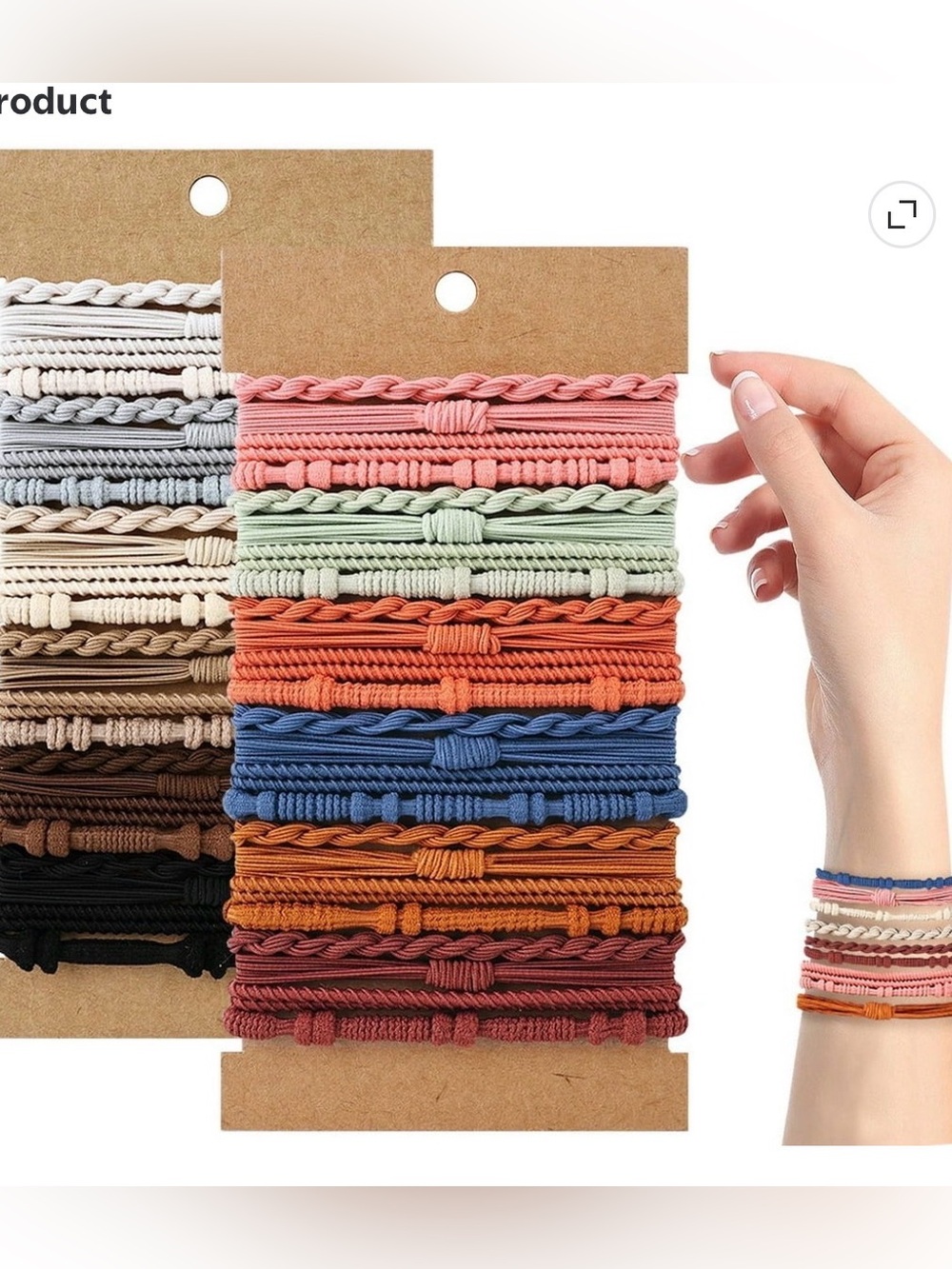 Braided Elastic Hair Tie Bracelet Set